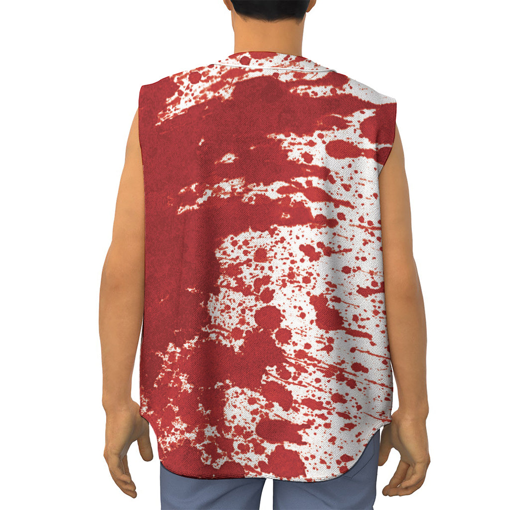 Red Blood Stains Print Sleeveless Baseball Jersey