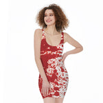 Red Blood Stains Print Sleeveless Bodycon Dress