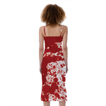 Red Blood Stains Print Slim Fit Midi Cami Dress