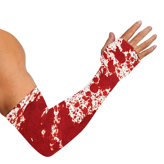 Red Blood Stains Print Sun Protection Arm Sleeves