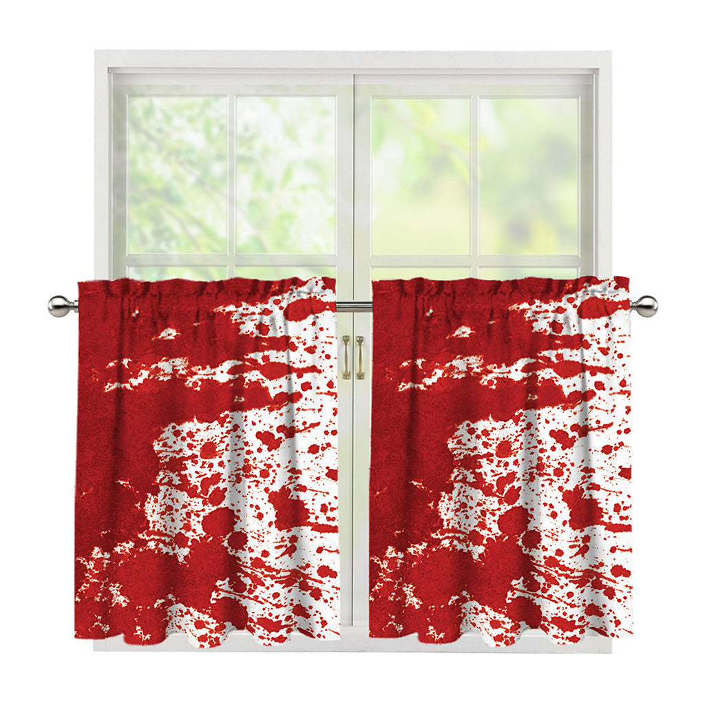 Red Blood Stains Print Tier Curtains