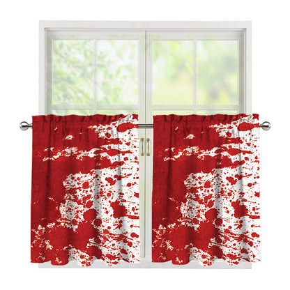 Red Blood Stains Print Tier Curtains