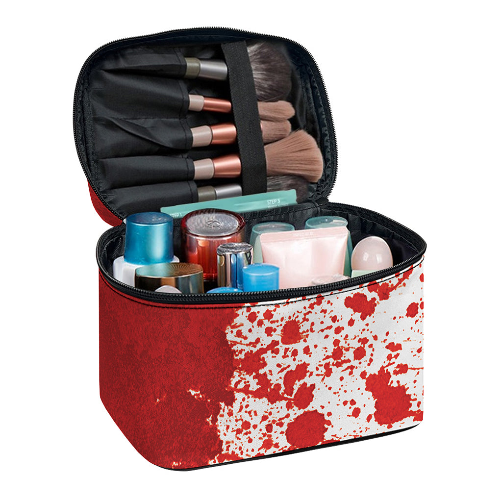 Red Blood Stains Print Travel Makeup Bag