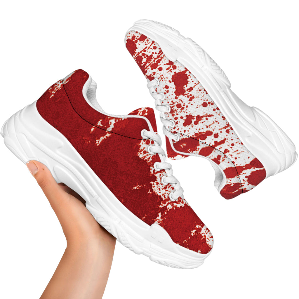 Red Blood Stains Print White Chunky Shoes