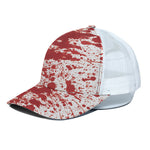 Red Blood Stains Print White Mesh Trucker Cap