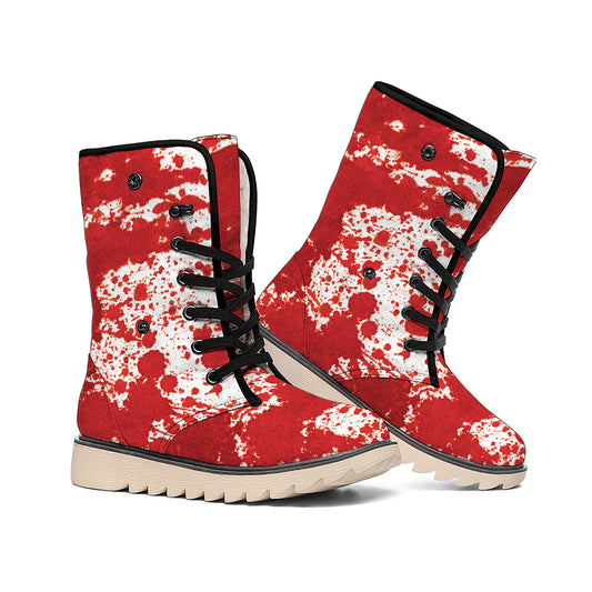 Red Blood Stains Print Winter Boots
