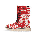 Red Blood Stains Print Winter Boots
