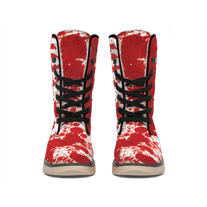 Red Blood Stains Print Winter Boots