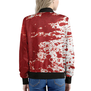 Red Blood Stains Print Women's Bomber Jacket