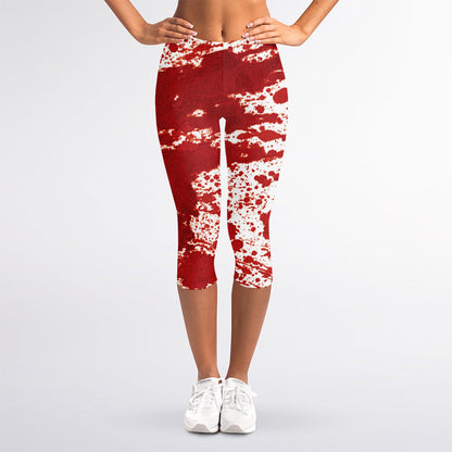 Red Blood Stains Print Women's Capri Leggings