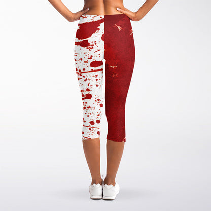Red Blood Stains Print Women's Capri Leggings