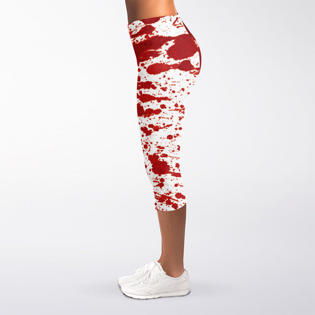 Red Blood Stains Print Women's Capri Leggings