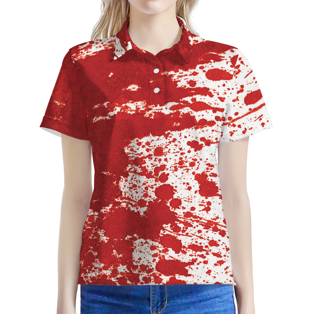 Red Blood Stains Print Women's Polo Shirt