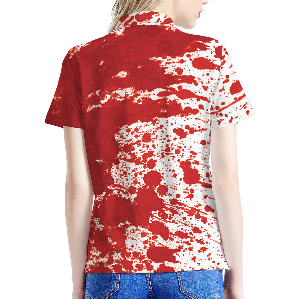 Red Blood Stains Print Women's Polo Shirt