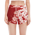 Red Blood Stains Print Women's Split Running Shorts
