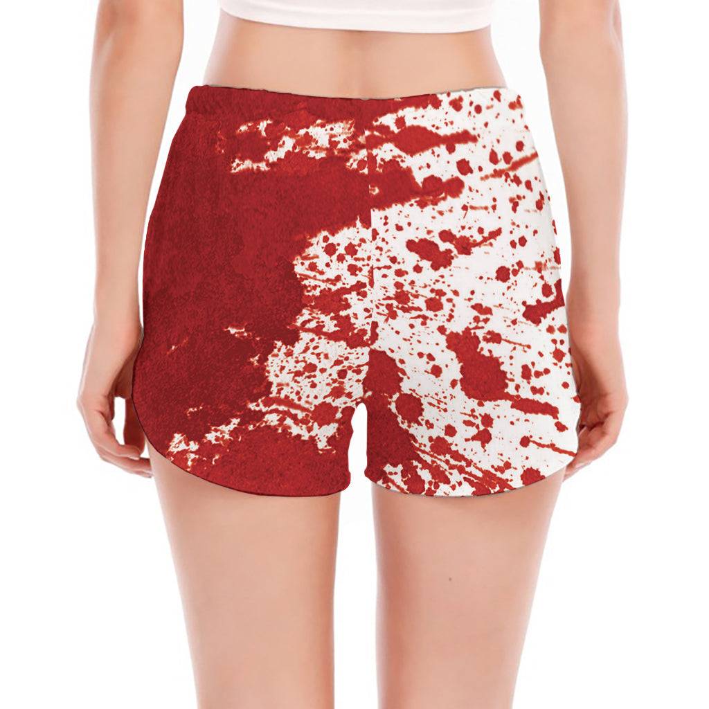 Red Blood Stains Print Women's Split Running Shorts