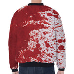 Red Blood Stains Print Zip Sleeve Bomber Jacket