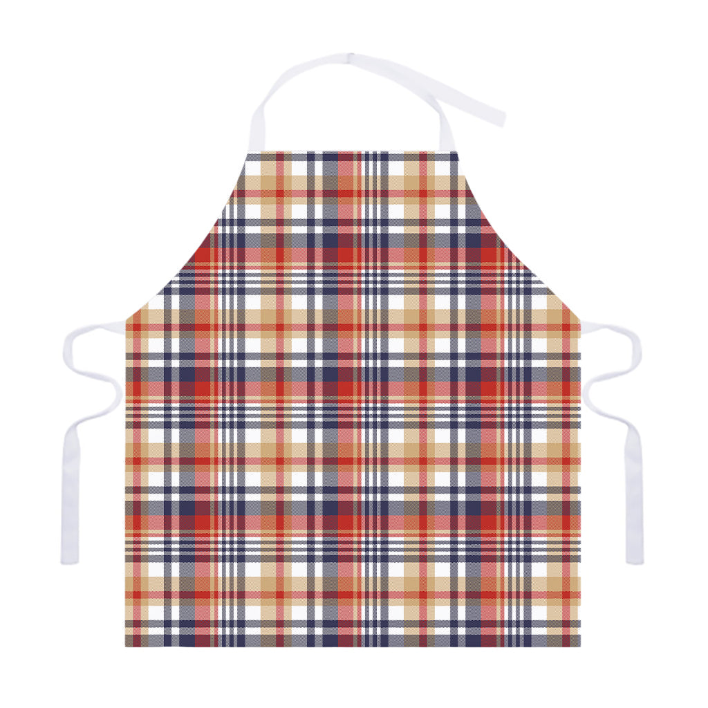 Red Blue And Beige Madras Plaid Print Adjustable Apron
