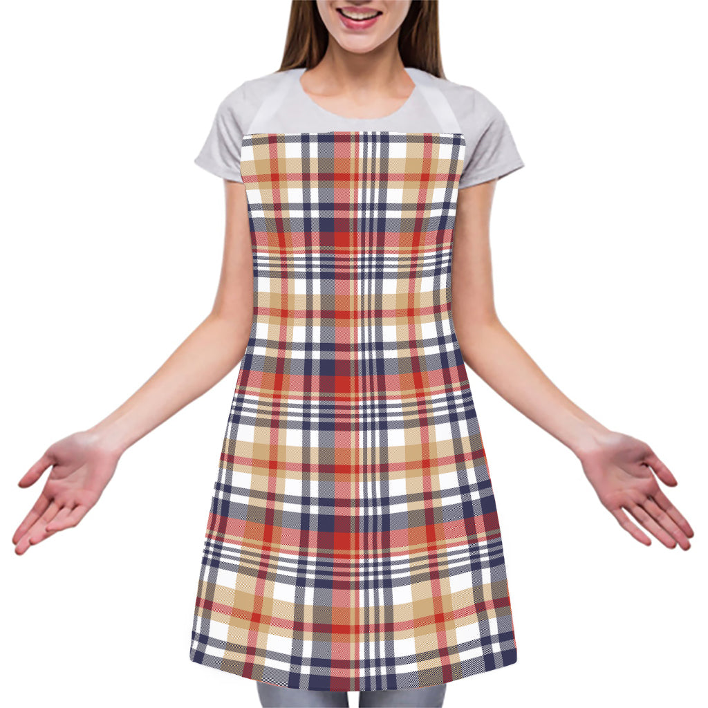 Red Blue And Beige Madras Plaid Print Adjustable Apron