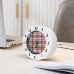 Red Blue And Beige Madras Plaid Print Alarm Clock