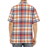 Red Blue And Beige Madras Plaid Print Aloha Shirt