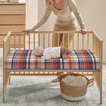 Red Blue And Beige Madras Plaid Print Baby Crib Sheet
