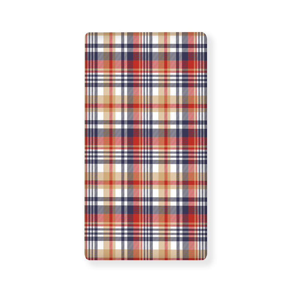 Red Blue And Beige Madras Plaid Print Baby Crib Sheet