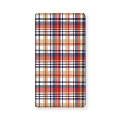 Red Blue And Beige Madras Plaid Print Baby Crib Sheet
