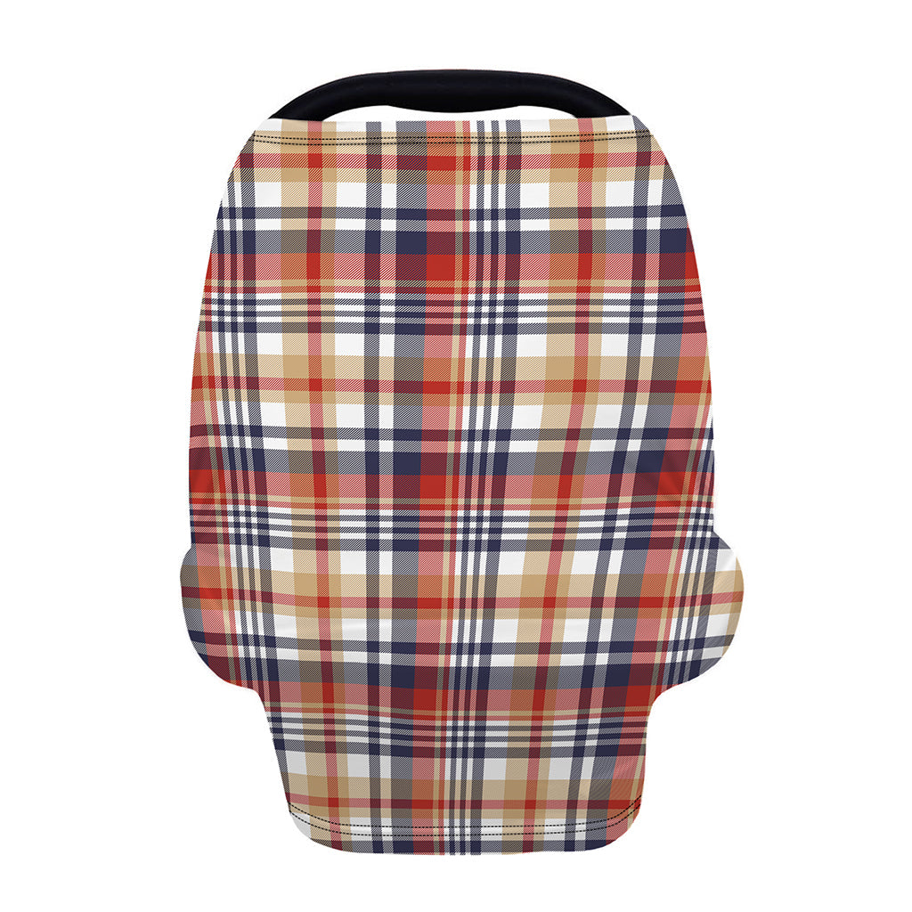 Red Blue And Beige Madras Plaid Print Baby Seat Cover
