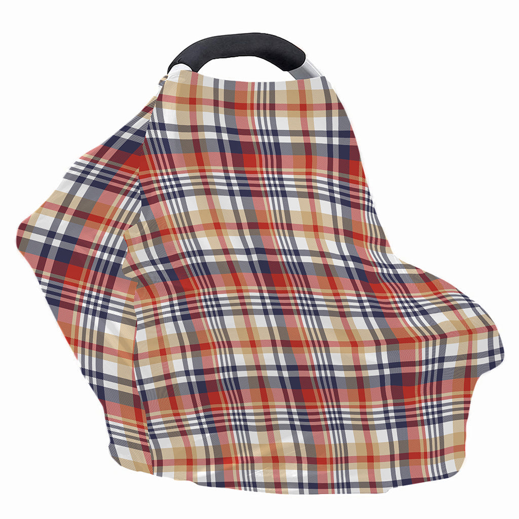 Red Blue And Beige Madras Plaid Print Baby Seat Cover