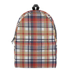 Red Blue And Beige Madras Plaid Print Backpack