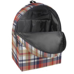 Red Blue And Beige Madras Plaid Print Backpack