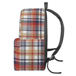 Red Blue And Beige Madras Plaid Print Backpack