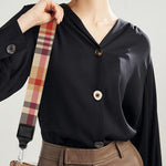 Red Blue And Beige Madras Plaid Print Bag Strap