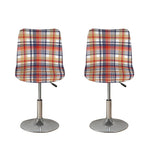Red Blue And Beige Madras Plaid Print Bar Stool Covers