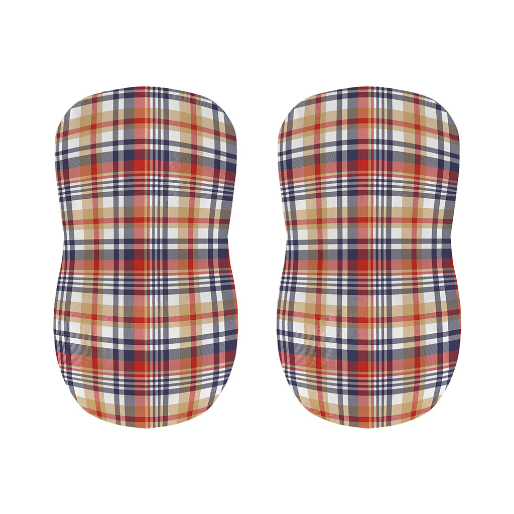 Red Blue And Beige Madras Plaid Print Bar Stool Covers