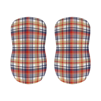 Red Blue And Beige Madras Plaid Print Bar Stool Covers