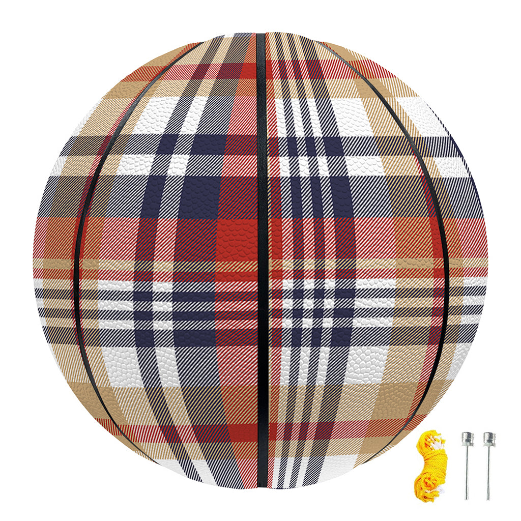 Red Blue And Beige Madras Plaid Print Basketball