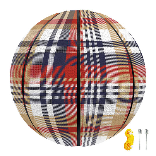 Red Blue And Beige Madras Plaid Print Basketball