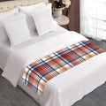 Red Blue And Beige Madras Plaid Print Bed Runner