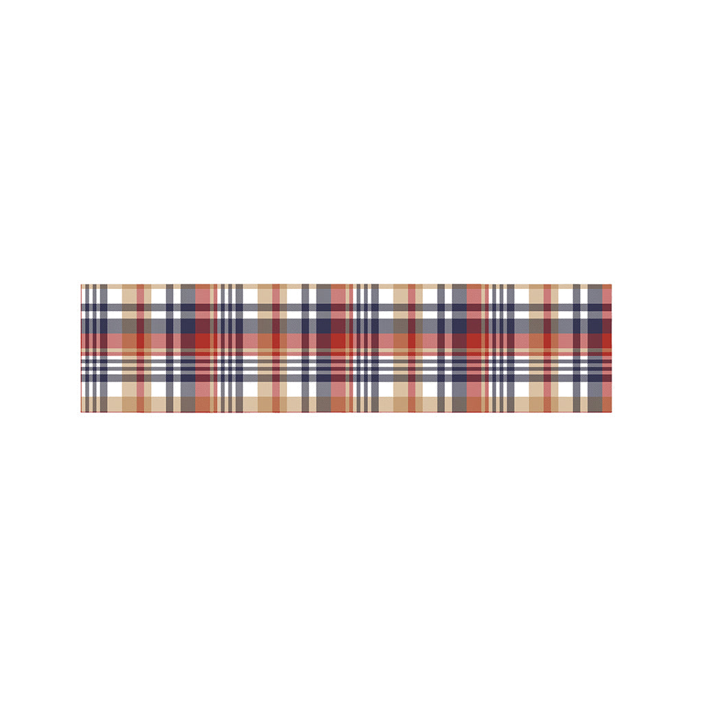 Red Blue And Beige Madras Plaid Print Bed Runner