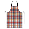 Red Blue And Beige Madras Plaid Print Bib Apron With Pocket