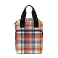 Red Blue And Beige Madras Plaid Print Bible Tote Bag