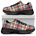 Red Blue And Beige Madras Plaid Print Black Chunky Shoes