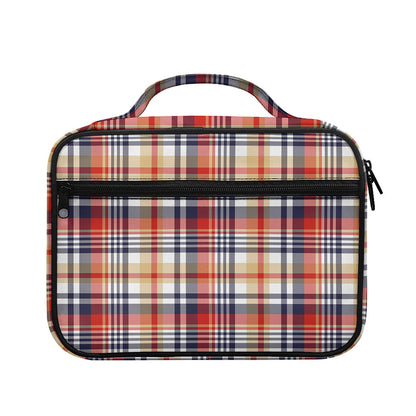 Red Blue And Beige Madras Plaid Print Briefcase Bible Bag