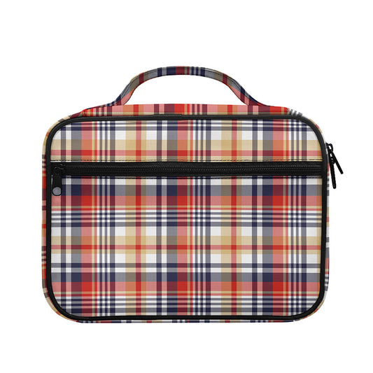 Red Blue And Beige Madras Plaid Print Briefcase Bible Bag