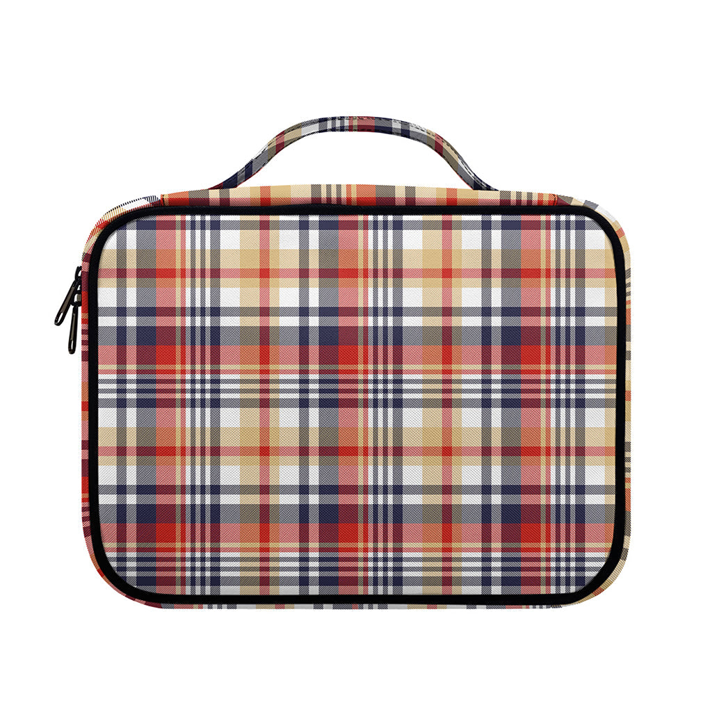 Red Blue And Beige Madras Plaid Print Briefcase Bible Bag