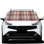 Red Blue And Beige Madras Plaid Print Car Windshield Snow Cover