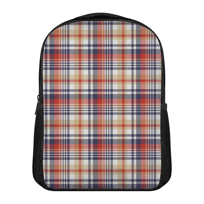 Red Blue And Beige Madras Plaid Print Casual Backpack