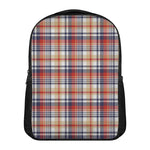 Red Blue And Beige Madras Plaid Print Casual Backpack